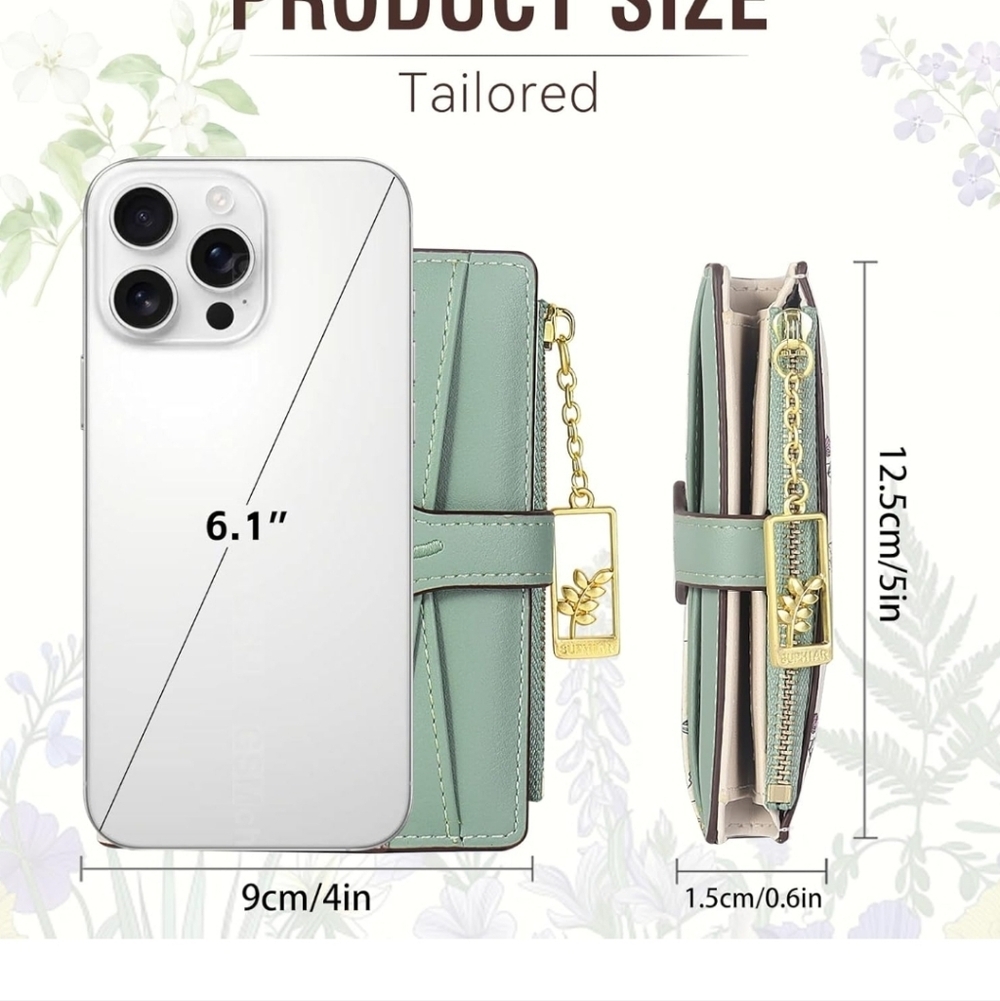 Floral Blue and Cream Women's Wallet - Picture 5 of 6